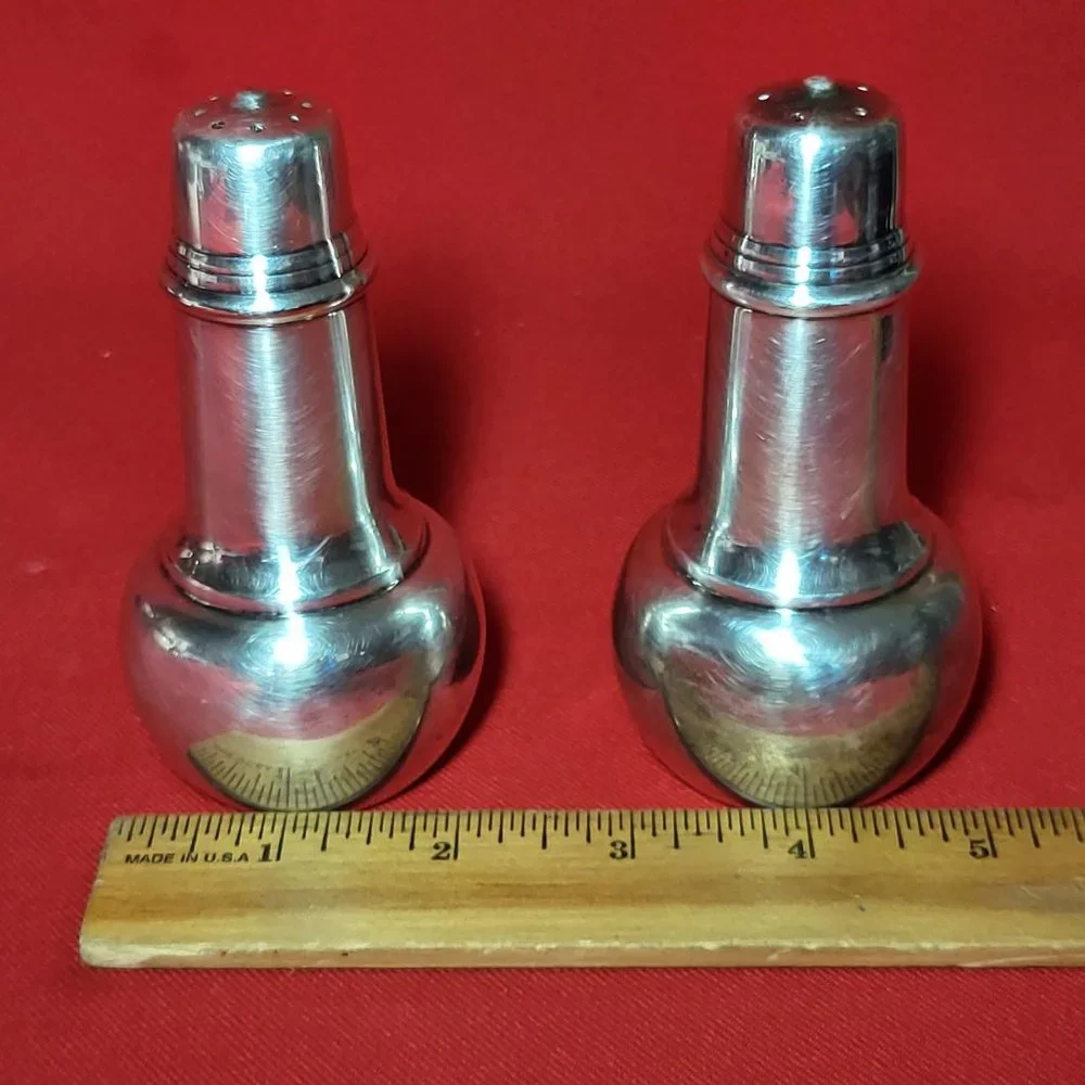 Vintage International Silver Silverplate Salt and Pepper Shakers with Original I